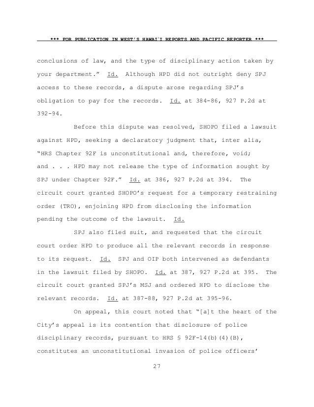 hawaii supreme court majority opinion police misconduct hpd incident report online