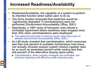 Cannibalization as a Sustainment Strategy NDIA | PPT