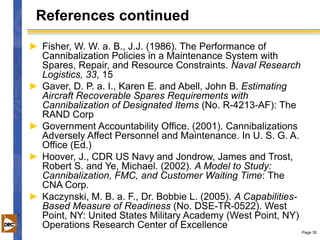 Cannibalization as a Sustainment Strategy NDIA | PPT