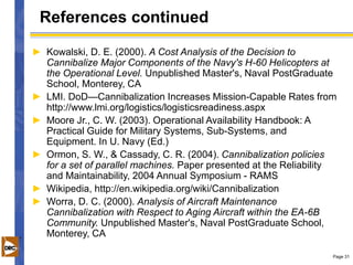 Cannibalization as a Sustainment Strategy NDIA | PPT