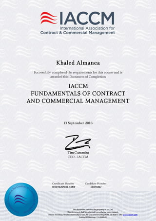 IACCM certificate