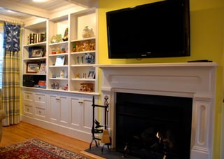 Henrico Family Room Fireplace and Bookcase