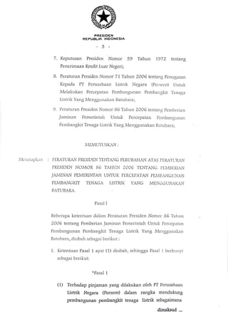 Perpres Nomor 91 Tahun 2007