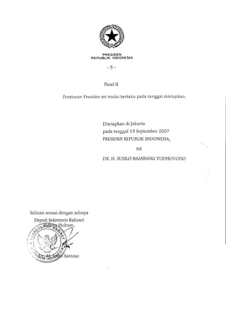 Perpres Nomor 91 Tahun 2007