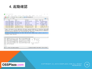 4. 起動確認
C O P Y R I G H T ( C ) 2 0 1 9 O S S P L A Z A . C O M A L L R I G H T
R E S E R V E D . 14OSSPlaza.com
 