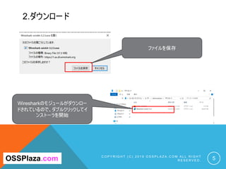 2.ダウンロード
C O P Y R I G H T ( C ) 2 0 1 9 O S S P L A Z A . C O M A L L R I G H T
R E S E R V E D . 5OSSPlaza.com
Wiresharkのモジュールがダウンロー
ドされているので、ダブルクリックしてイ
ンストーラを開始
ファイルを保存
 