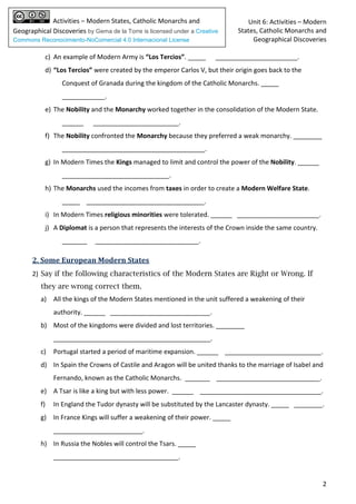 Unit 6 - Activities - Modern States, Catholic Monarchs and Geographical ...