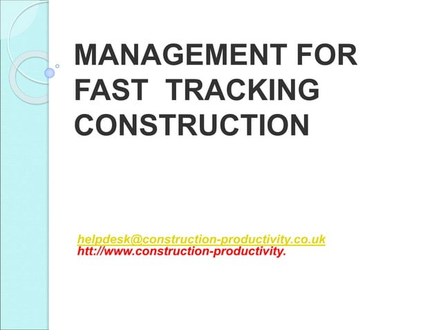 029 fast-tracking projects | PPT