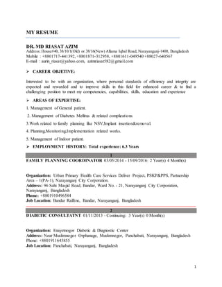 CV of DR. MD RIASAT AZIM | DOCX