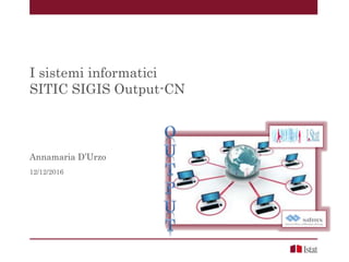 I sistemi informatici
SITIC SIGIS Output-CN
Annamaria D’Urzo
12/12/2016
 