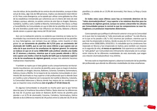 mos de indicar, de las plantillas de los centros de arte dramático, aunque el dato   plantillas y la subida de un 15,9% del alumnado), País Vasco, La Rioja y Ceuta
actual de éstas, algo más de 400 personas, implica una desviación total inferior     y Melilla.
al 1%. Pese a esta divergencia, se ha optado por utilizar como globales las cifras
de las estadísticas ministeriales por coherencia con el criterio del resto de este      En todos estos casos últimos casos hay un tremendo deterioro de las
trabajo y porque, además, no existen centros de este tipo en Aragón, Baleares,       “ratios alumnado/profesor”, muy superior a los máximos descritos para las
Cantabria, Castilla y León, Castilla la Mancha, Extremadura, País Vasco, La Rioja    enseñanzas de régimen general, aunque no vamos a desarrollar los cálculos
y Ceuta/Melilla; las Comunidades en que la falta de las plantillas de los centros    por Comunidades porque lo normal es que las comparaciones no sean ho-
de arte dramático puede tener más influencia son Asturias, Baleares y Murcia         mogéneas y se produzcan importantes distorsiones.
donde vienen a suponer algo menos del 5% del total.
                                                                                         Como ejemplo que justifique la afirmación anterior sirva que la Comunidad
    Aún con la matización anterior, es evidente que mientras en todas las Co-        en la que más ha mejorado la “ratio alumnado por profesor” ha sido Murcia,
munidades hay crecimiento del alumnado el comportamiento de las plantillas           en la que se ha pasado a 28,7 a 24,5 alumnos por profesor; mientras que la
es muy heterogéneo, casi siempre muy por debajo, como muestra el dato                que más ha empeorado es Galicia, donde se pasa de 12,5 a 17,8 alumnos por
global de un incremento de plantillas del 4,71% para un crecimiento del              profesor entre 2008/2009 y 2010/2011. Es indudable que las condiciones han
alumnado del 13,86%, que es casi tres veces inferior y que supone casi un            mejorado en Murcia y han empeorado en Galicia, pero también son mejores
calco de lo que ocurría en las enseñanzas de régimen general. En conjunto            en la segunda de ellas, al menos en apariencia. Esta apariencia se debe a que
se traduce en que en el curso 2008/2009 cada profesor atendía una media              la “ratio global” por Comunidad está íntimamente relacionada con la compo-
de 17 alumnas y alumnos, mientras que el curso pasado atiende a 18,5 y               sición interna de las diferentes modalidades de este alumnado, que exigen
esto supone una media a nivel de España del 8,8% que es bastante superior            una relación alumnado/profesor muy distinta.
a las de las enseñanzas de régimen general, aunque más adelante hacemos
matizaciones importantes.                                                               Por esta razón es importante exponer y observar la evolución de las plantillas
                                                                                     del profesorado que atiende las diferentes modalidades de éstas enseñanzas.
    Y también se repite que el dato global oculta comportamientos territorial-
mente muy diversos: con recortes de plantilla, pese a que es mayor el alumna-
do a atender, en Aragón, Asturias, Baleares, Canarias, Cantabria, Extremadura,
Galicia y Ceuta y Melilla. En la mayoría de las restantes Comunidades el creci-
miento del alumnado es muy superior al del profesorado que lo atiende (leve
en Castilla y León y Navarra) con la excepción de Castilla la Mancha, Cataluña,
la Comunidad Valenciana y Murcia donde hay mejora de las condiciones en
que se imparten estas enseñanzas (ver el grafico nº 14 del Anexo II).

   En algunas Comunidades la situación es mucho peor que la que hemos
descrito para la Enseñanza Secundaria Pública. Basta observar las diferencias
de más de 15 puntos que existe en Baleares (8,4% menos de plantilla para
atender a un 6,7% de alumnado), Canarias, Cantabria, Extremadura, Galicia
(donde se da la diferencia máxima de 34 puntos entre la caída del 18,1% de las


                                                                                                                                                                  103
 