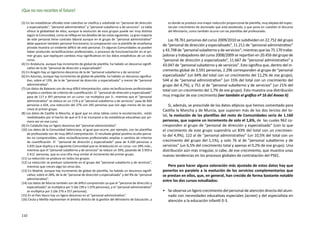 ¡Que no nos recorten el futuro!

(3) En las estadísticas oficiales este colectivo se clasifica y subdivide en “personal de dirección      es donde se produce una mayor reducción proporcional de plantilla, muy alejada del espec-
     y especializado”, “personal administrativo” y “personal subalterno y de servicios”. La tabla        tacular crecimiento de alumnado que está existiendo, y que pone en cuestión el discurso
     ofrece la globalidad de ellos, aunque la evolución de esos grupos puede ser muy distinta            del Ministerio, como también ocurre con las plantillas del profesorado.
     según la Comunidad, como se refleja en los detalles de las notas siguientes. La gran mayoría
     de este personal tiene contrato laboral aunque en el grupo de “personal administrativo”             Las 78.761 personas del curso 2009/2010 se subdividen en 22.752 del grupo
     debe aparecer también personal funcionario; la comparación con la plantilla de enseñanza
                                                                                                      de “personal de dirección y especializado”, 11.211 de “personal administrativo”
     privada muestra un evidente déficit de este personal. En algunas Comunidades se pueden
     haber producido reclasificaciones profesionales, o procesos de funcionarización en el pri-       y 43.798 de “personal subalterno y de servicios”; mientras que las 75.170 traba-
     mer grupo, que expliquen cambios muy significativos en los datos estadísticos de un solo         jadoras y trabajadores del curso 2008/2009 se repartían en 20.456 del grupo de
     curso.                                                                                           “personal de dirección y especializado”, 11.667 de “personal administrativo” y
(4) En Andalucía, aunque hay incremento de global de plantilla, ha habido un descenso signifi-        43.047 de “personal subalterno y de servicios”. Esto significa que, dentro del in-
     cativo de la de “personal de dirección y especializado”.
(5) En Aragón hay un ligerísimo descenso de la de “personal subalterno y de servicios”
                                                                                                      cremento global de 3.591 personas, 2.296 corresponden al grupo de “personal
(6) En Asturias, aunque hay incremento de global de plantilla, ha habido un descenso significa-       especializado” (un 64% del total con un crecimiento del 11,2% de ese grupo),
     tivo, sobre el 13%, de la de “personal de dirección y especializado” y menor de “personal        544 al de “personal administrativo” (un 15% del total con un crecimiento del
     administrativo”.                                                                                 grupo del 4,7%), y 751 al de “personal subalterno y de servicios” (un 21% del
(7) Los datos de Baleares son de muy difícil interpretación, salvo reclasificaciones profesionales
                                                                                                      total con un crecimiento del 1,7% de ese grupo). Esto muestra una distribución
     amplias o cambios de criterios de cuantificación. El “personal de dirección y especializado”
     pasa de 117 a 397 personas en un curso –se multiplica por 3-, mientras que el “personal          muy irregular de ese crecimiento (ver también el gráfico nº 16 del Anexo II).
     administrativo” se reduce en un 11% y el “personal subalterno y de servicios” pasa de 669
     personas a 424, una reducción del 37% con 245 personas que son algo menos de las que                 Si, además, se prescinde de los datos atípicos que hemos comentado para
     crece el primer grupo.                                                                           Castilla la Mancha y de Murcia, que suponen más de los dos tercios del to-
(8) Los datos de Castilla la Mancha, al igual que en otras tablas como la escolarización, están
     mediatizados por el hecho de que el 0-3 se incorpore a las estadísticas educativas por pri-
                                                                                                      tal, la evolución de las plantillas del resto de Comunidades sería de 1.160
     mera vez en ese curso.                                                                           personas, que supone un incremento de solo el 1,6%, de las cuales 962 co-
(9) En Cataluña hay un ligero descenso del “personal administrativo”.                                 rresponden al grupo de “personal de dirección y especializado” (con lo que
(10) Los datos de la Comunidad Valenciana, al igual que ocurre, por ejemplo, con las plantillas       el crecimiento de este grupo supondría un 83% del total con un crecimien-
     de profesorado son de muy difícil interpretación. El resultado global positivo oculta parcia-
                                                                                                      to del 4,9%), 122 al de “personal administrativo” (un 10,5% del total con un
     les no comprensibles, salvo reclasificaciones profesionales amplias o cambios de criterios
     de cuantificación. El “personal de dirección y especializado” pasa de 4.200 personas a           crecimiento del grupo del 1,1%), y solo 76 al de “personal subalterno y de
     5.835 (que duplica a la siguiente Comunidad que es Andalucía) en un curso –un 39% más-,          servicios” (un 6,5% del crecimiento total y apenas el 0,2% de ese grupo). Una
     mientras que el “personal subalterno y de servicios” se reduce un 39%, pasando de 3.959 a        distribución aún más irregular, si cabe, de ese crecimiento, que muestra unas
     2.412 personas, que es una cifra muy similar al incremento del primer grupo.                     nuevas tendencias en los procesos globales de contratación del PSEC.
(11) La reducción se produce en todos los grupos
(12) La reducción se produce solamente en el grupo del “personal subalterno y de servicios”,
     mientras que crecen algo los otros dos.                                                             Pero para hacer alguna valoración más ajustada de estos datos hay que
(13) En Madrid, aunque hay incremento de global de plantilla, ha habido un descenso signifi-          ponerlos en paralelo a la evolución de los servicios complementarios que
     cativo, sobre el 28%, de la de “personal de dirección y especializado” y del 9% de “personal     se prestan en ellos, que, en general, han crecido de forma bastante notable
     administrativo”.
                                                                                                      entre los dos cursos estudiados:
(14) Los datos de Murcia también son de difícil comprensión ya que el “personal de dirección y
     especializado” se multiplica por 5 (de 199 a 1.076 personas), y el “personal administrativo”
     se multiplica por 2 (de 276 a 557 personas).                                                     •	 Se observa un ligero crecimiento del personal de atención directa del alum-
(15) En el País Vasco hay un ligero descenso en el “personal administrativo”.                            nado con necesidades educativas especiales (acnee) y del especialista en
(16) Ceuta y Melilla representan el ámbito directo de la gestión del Ministerio de Educación, y          atención a la educación infantil 0-3.


110
 