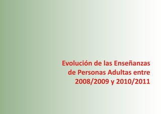 Evolución de las Enseñanzas
  de Personas Adultas entre
    2008/2009 y 2010/2011


                          143
 