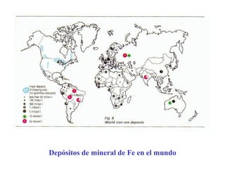 Depósitos de mineral de Fe en el mundo
 