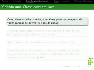 cas 
Representac~ao de Dados 
Um computador e um dispositivo eletr^onico e, por isso, e 
composto por circuitos eletricos. A aus^encia ou presenca de tens~ao 
eletrica, em cada circuito, representa um valor para de bit: 0 (na 
aus^encia de tens~ao) ou 1 (na presenca de tens~ao). 
O bit, por sua vez, e o menor dado que pode ser representado por 
um computador e, quando arranjado com outros bit, comp~oem 
bytes, ou ainda conjuntos de bytes, que representam dados. Este 
arranjo e determinado por uma estrutura, ent~ao: Estrutura de 
Dados. 
5 / 22 
 