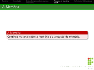 cas 
Criando uma Classe class em Java 
Como visto em slide anterior, uma class pode ser composta de 
varios campos de diferentes tipos de dados; 
A criac~ao desta class e feita em novo arquivo, dentro de um 
package e fora de qualquer outra class; 
Apos a declarac~ao class, devemos colocar um bloco f g; 
Dentro do bloco f g, devemos declarar os elementos que ir~ao 
compor a estrutura. A declarac~ao de cada elemento deve ser 
antecedida pela palavra: public. 
11 / 22 
 