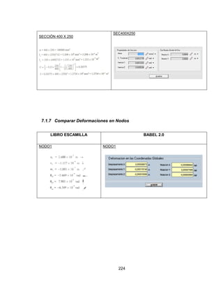 224
SECCIÓN 400 X 250
SEC400X250
7.1.7 Comparar Deformaciones en Nodos
LIBRO ESCAMILLA BABEL 2.0
NODO1 NODO1
 