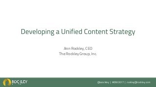 @arockley | #IDW2017 | rockley@rockley.com
Ann Rockley, CEO
The Rockley Group, Inc.
 