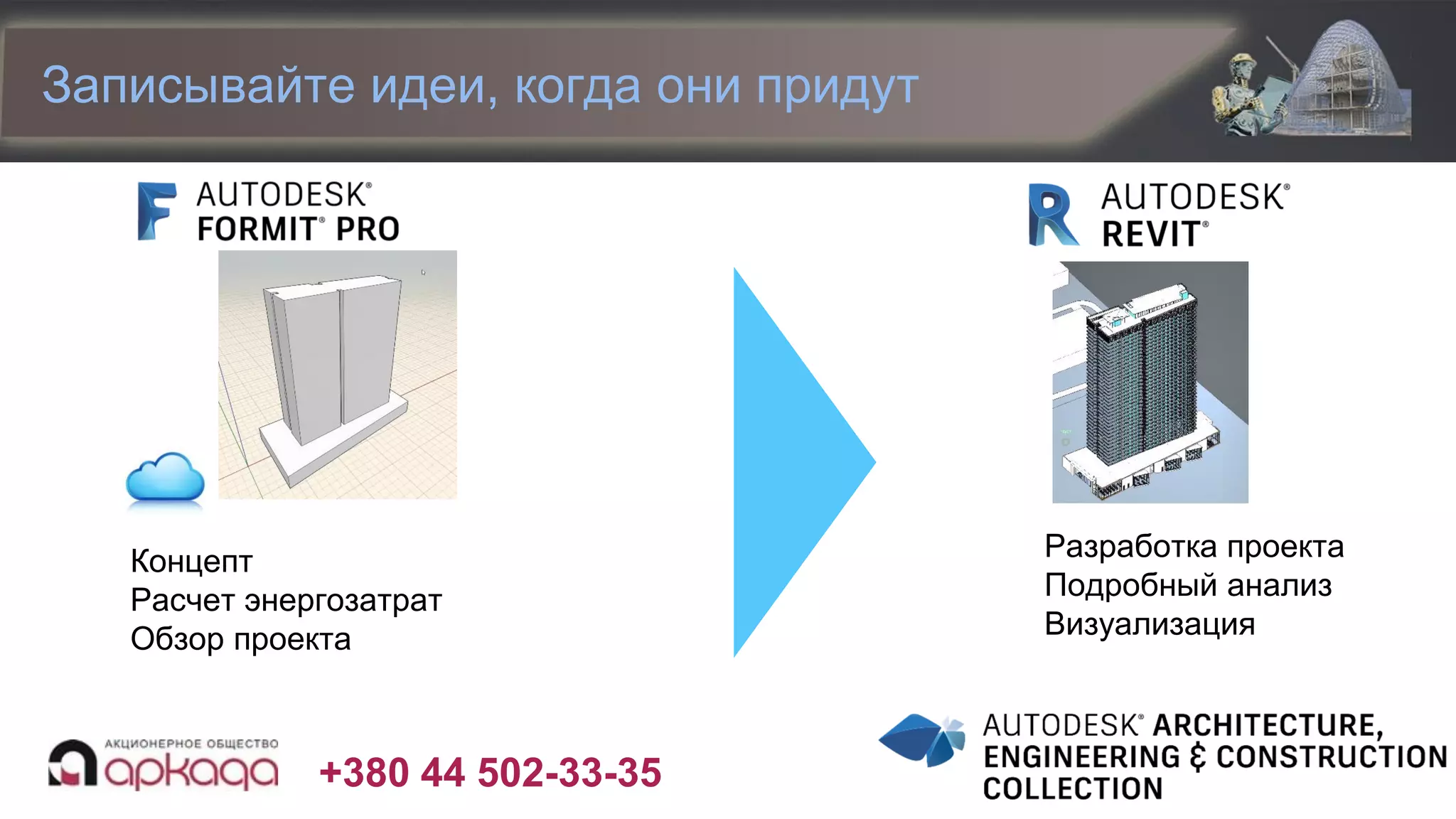 +380 44 502-33-35
Записывайте идеи, когда они придут
Концепт
Расчет энергозатрат
Обзор проекта
Разработка проекта
Подробный анализ
Визуализация
 