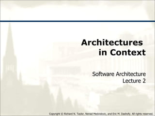 Architectures  in Context Software Architecture Lecture 2 