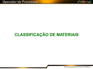 CLASSIFICAÇÃO DE MATERIAIS
 