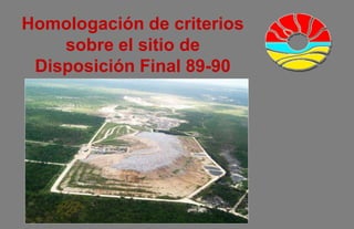 Homologación de criterios
    sobre el sitio de
 Disposición Final 89-90
 
