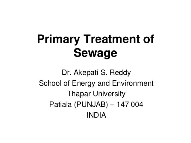 Sewage Treatment Primary Treatment