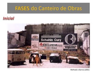 FASES do Canteiro de Obras
Melhado e Barros (2001)
 