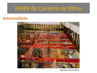 FASES do Canteiro de Obras
Melhado e Barros (2001)
 