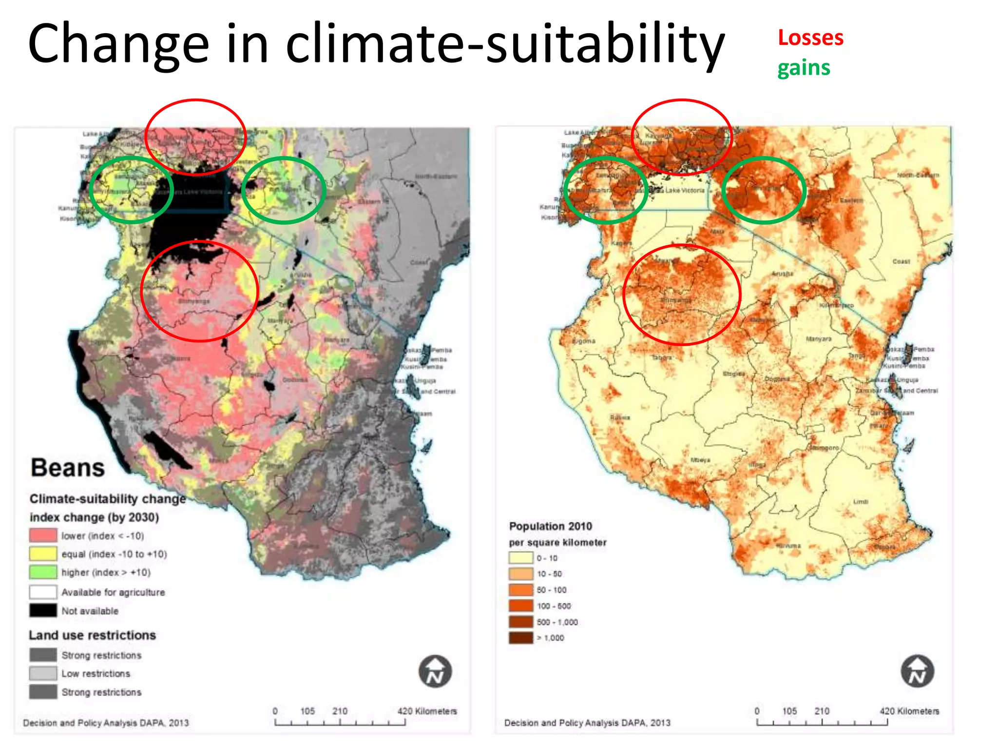Change in climate-suitability Losses
gains
 