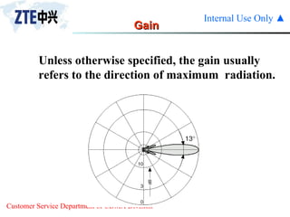 Gain Unless otherwise specified, the gain usually refers to the direction of maximum  radiation. 