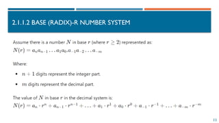 11
2.1.1.2 BASE (RADIX)-R NUMBER SYSTEM
 