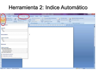 Herramienta 2: Indice Automático
 