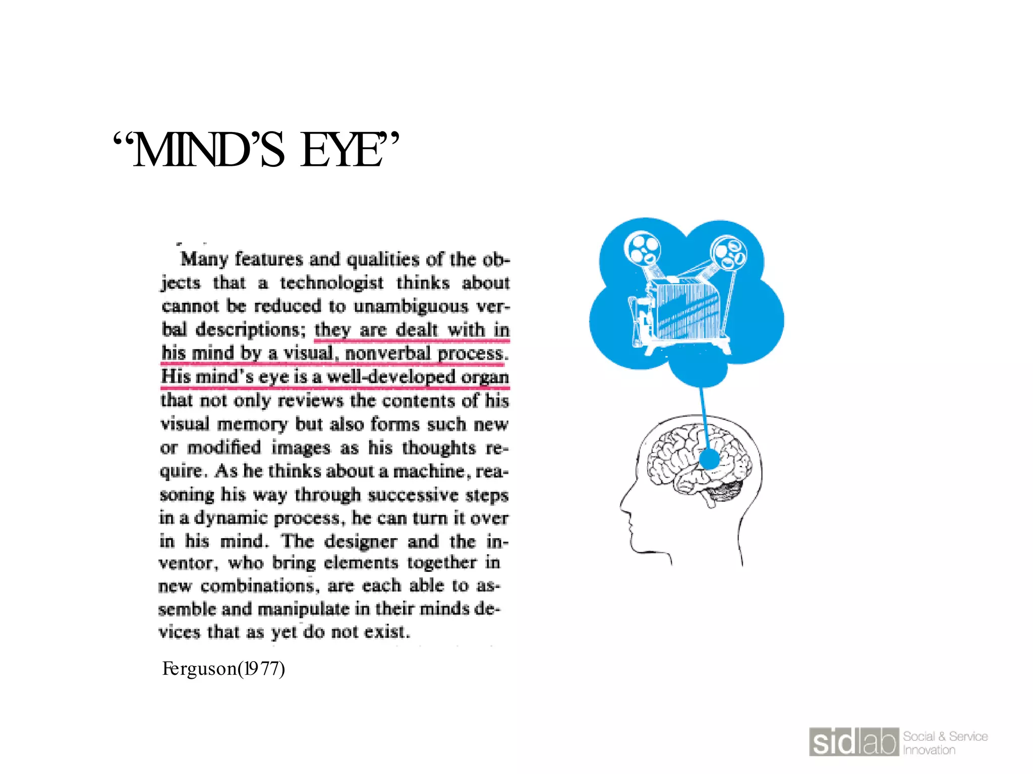 “MIND’S EYE”
Ferguson(1977)
 