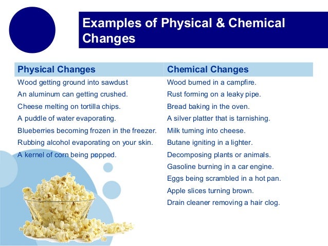 examples of chemical changes cooking burning