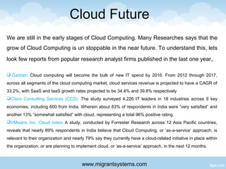 Cloud Future
We are still in the early stages of Cloud Computing. Many Researches says that the
grow of Cloud Computing is...