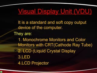 Visual Display Unites Comprehensive Overview of Computer System Components and Their ...