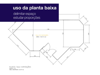 uso da planta baixa
delimitar espaço
estudar proporções

 