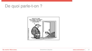Be creative. Make sense. www.creativedata.fr 12Démystifions le Big Data
De quoi parle-t-on ?!
 