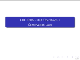 CHE 160A - Unit Operations 1
Conservation Laws
1 / 10
 