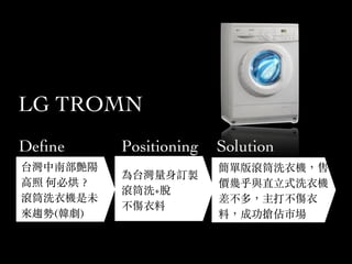 LG TROMN
De?ne
̨ϲG
? αغ?
LͲϴCδ
څ(n)
Positioning Solution
ΰLͲϴC
r׺cֱ?ʽϴC
࣬򲻂
ϣɹЈ
̨ӆu
LͲϴ+Ó

 