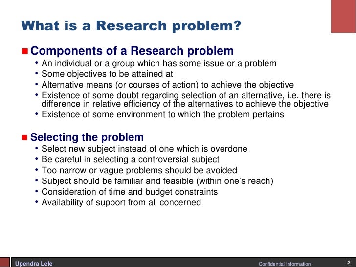 briefly explain the defining research problem