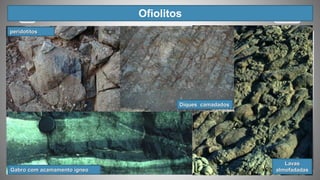 Ofiolitos
peridotitos
Diques camadados
Gabro com acamamento ígneo
Lavas
almofadadas
 