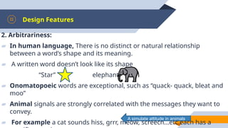 Understanding Language: Design Features and Human vs. Animal ...