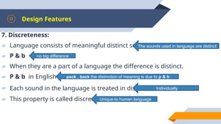 Understanding Language: Design Features and Human vs. Animal ...