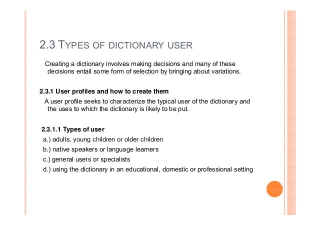 types of dictionaries types of dictionaries