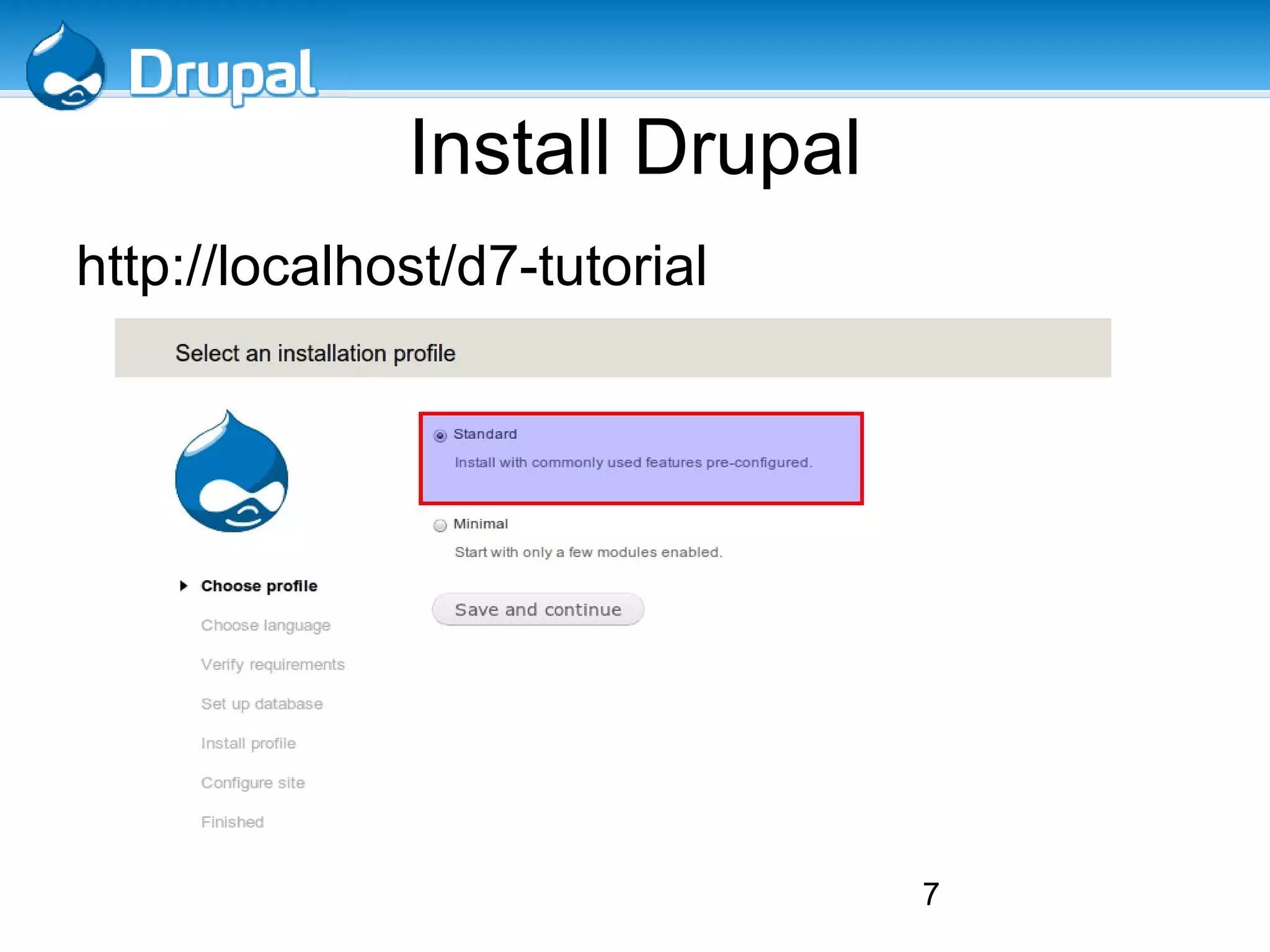 Install and change Drupal theme and settings 
