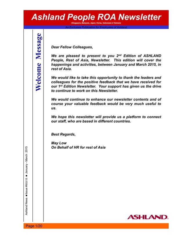 Ashland ROA Newsletter (2nd Edition)_Business Excellence Award & Interview