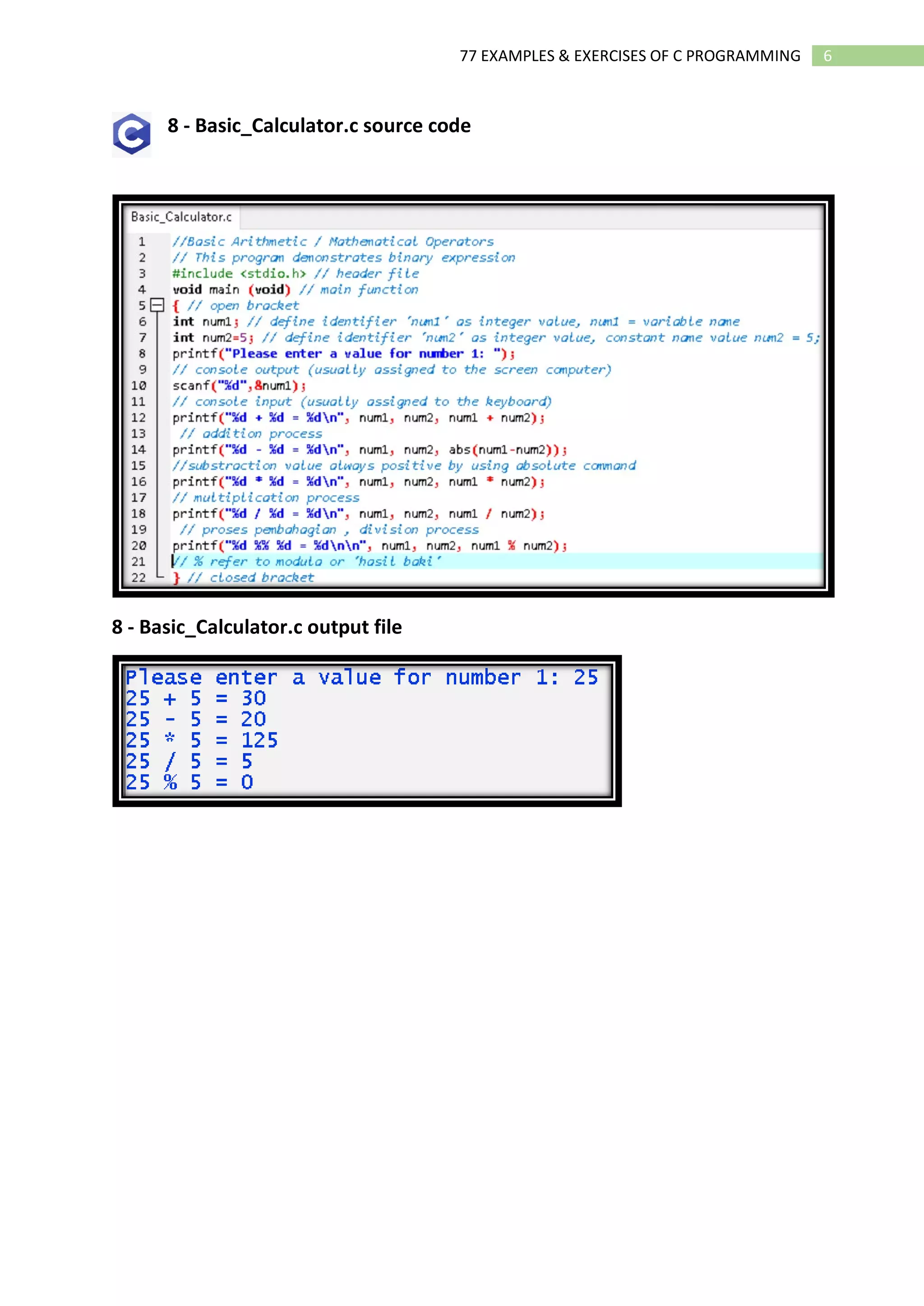 02 Ebook 77 Examples and Exercises of C Programming.pdf | Programming ...