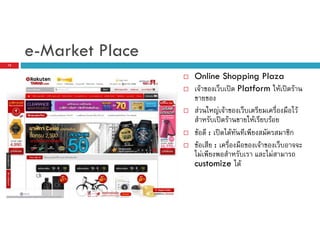 e-Market Place
12

Online Shopping Plaza
F
ʽ Platform F ʽ F
F
F
F

F F
ʽ F
: ʽ F
:

F
customize F

F

F
F

F

ก
F

 